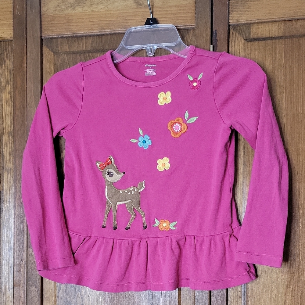 Gymboree Embroidered Embellished 2012 FOREST FRIENDS Line Shirt Top Sz 7